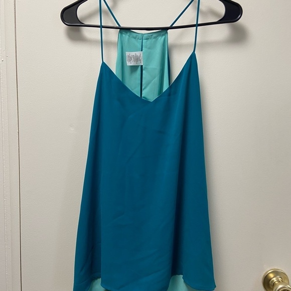 Express Barcelona cami large tank two toned turquoise blue soft thin straps - Picture 1 of 6